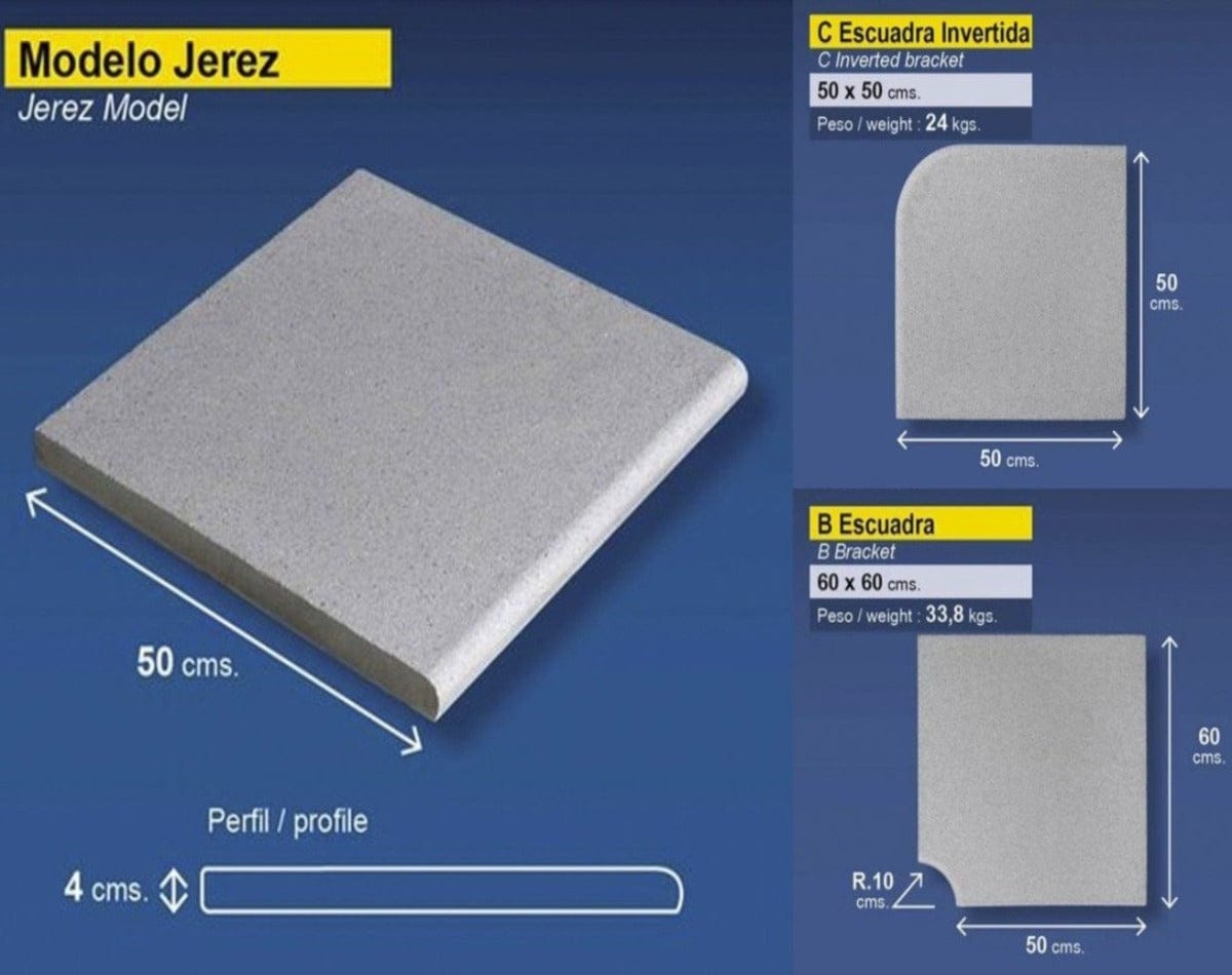 Borde español jerez atérmico 50x50x4. Un (iva incl)