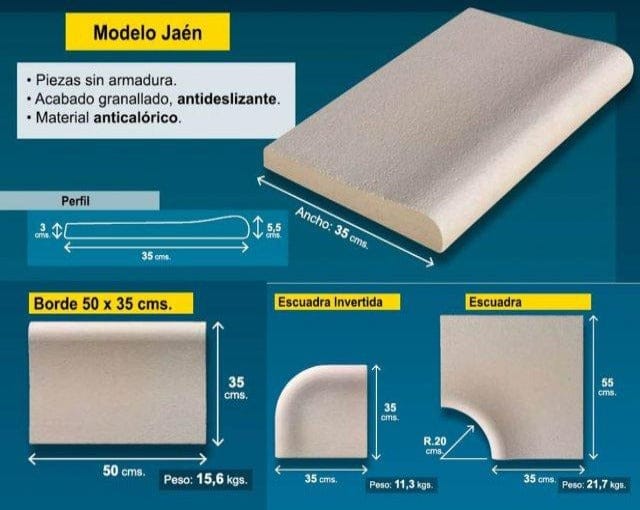 Borde español jaen atérmico 50x35x3. Un. (iva incl. )